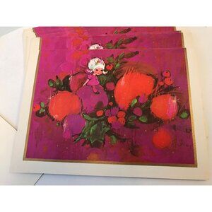 Vtg Noel Classics 1960's Unused 15 Christmas Cards Mid Century Pop Art Girl